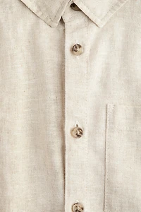 Short-Sleeved Linen-Blend Shirt