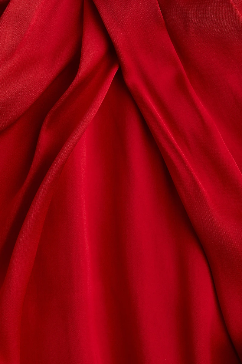 Balloon-Sleeved Satin Blouse