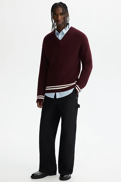 Boxy-Fit Rib-Knit Sweater