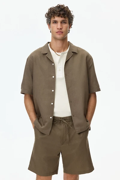 Regular-Fit Linen-Blend Shorts