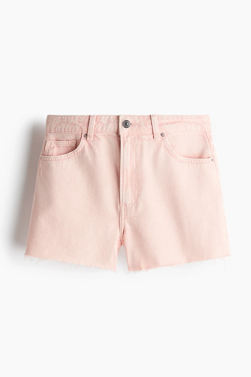 Raw-edge denim shorts