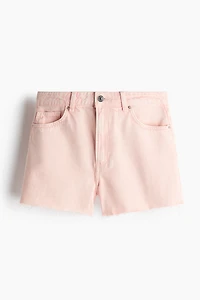 Raw-edge denim shorts