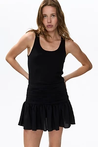 Ruched-Waist Mini Skirt