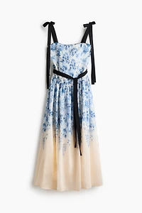 Flared-skirt tie-strap dress