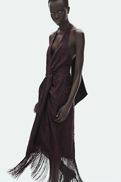 Robe à franges en tissu jacquard