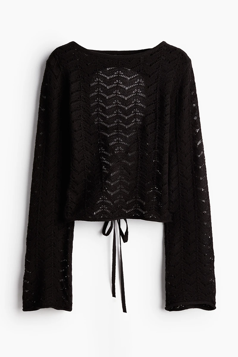 Open-back Pointelle-knit Top