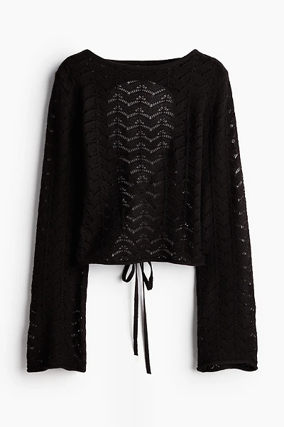 Open-back Pointelle-knit Top