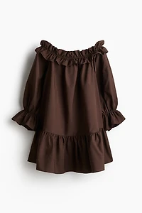 Off-the-Shoulder Poplin Dress