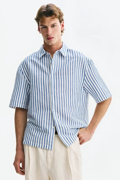 Relaxed-Fit Short-Sleeved Linen-Blend Shirt