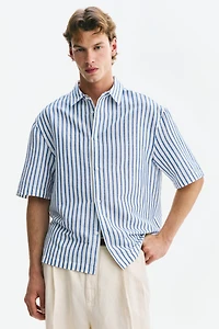 Relaxed-Fit Short-Sleeved Linen-Blend Shirt