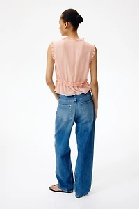 Ruffle-Trimmed Lyocell Top