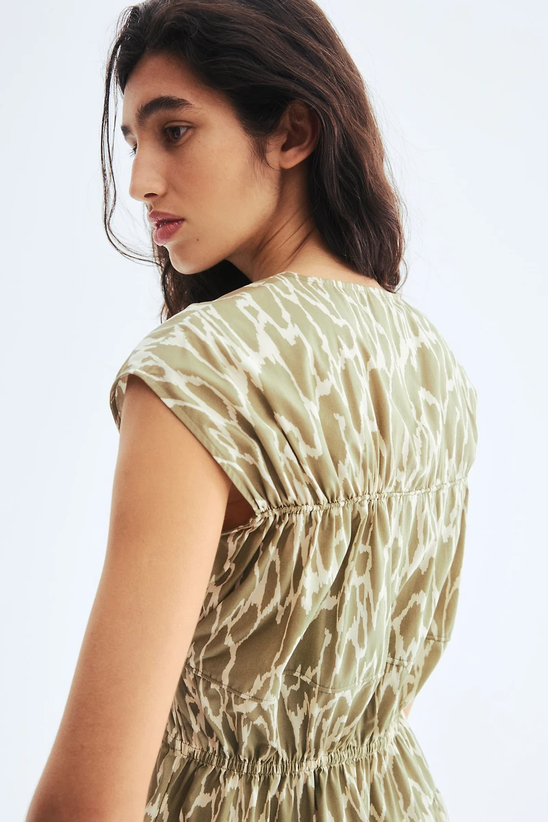 Drawstring-Detail Poplin Dress