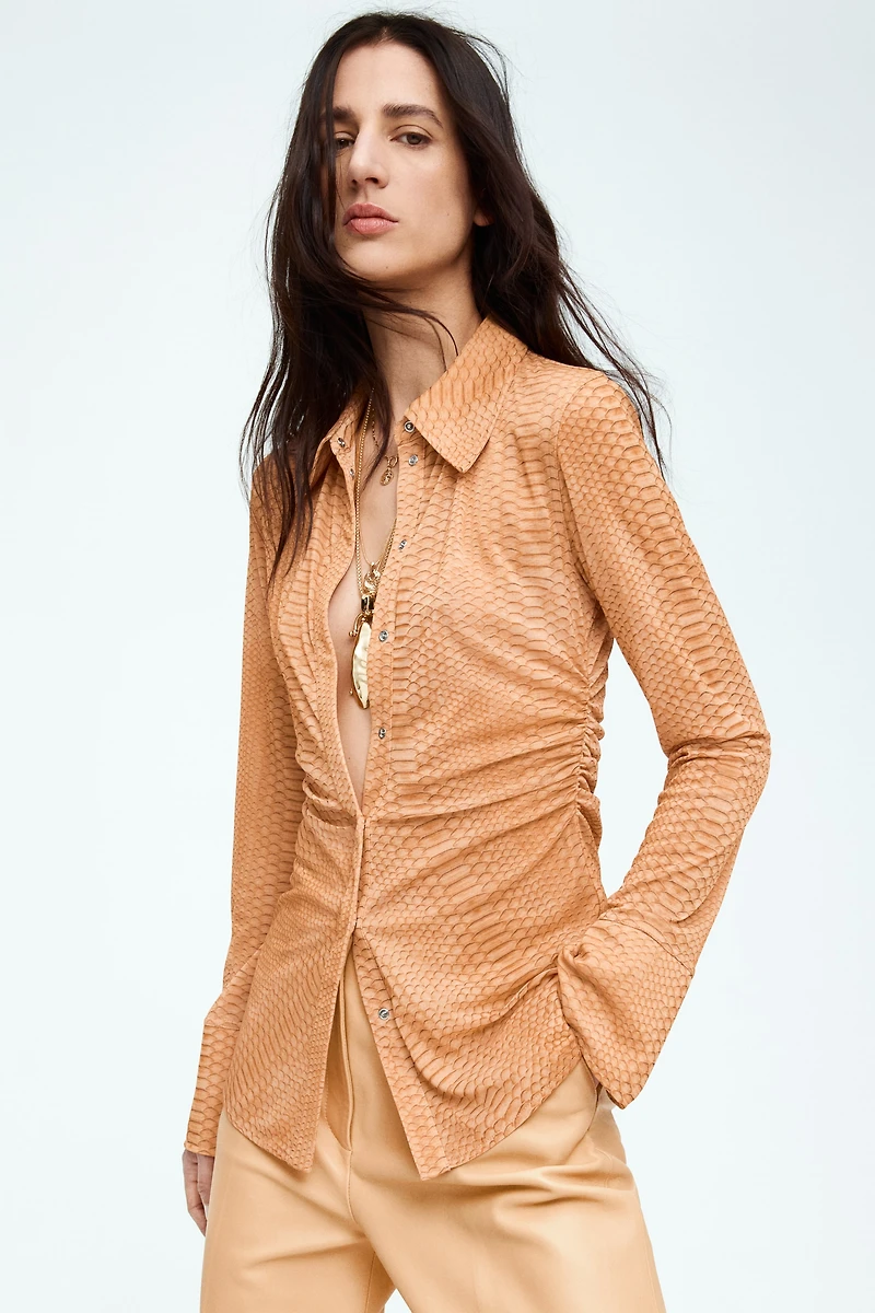 Chemise en voile à effet plissé