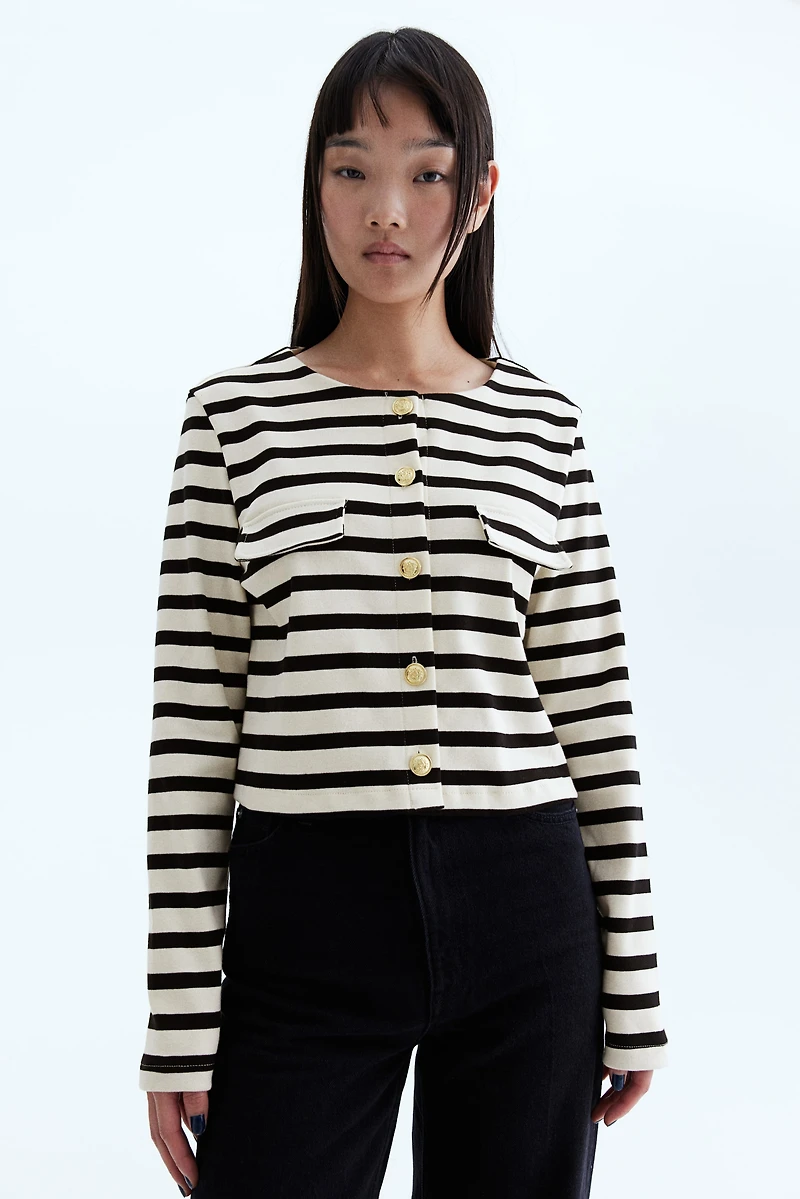 Pocket-Detail Jersey Cardigan