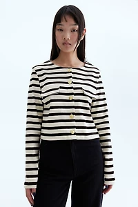 Pocket-Detail Jersey Cardigan