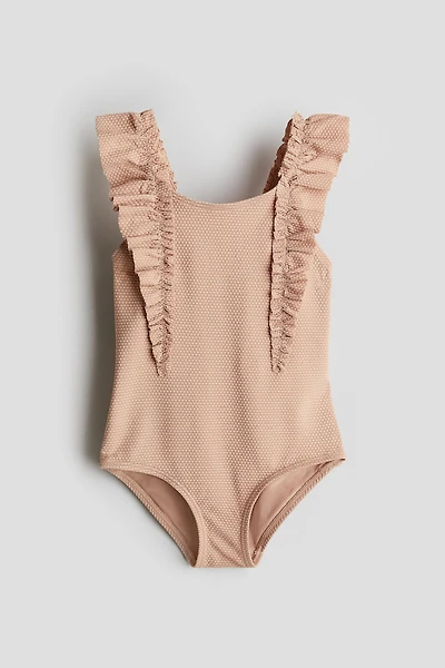 Textured Ruffle-Trimmed Swimsuit