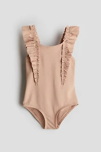 Textured Ruffle-Trimmed Swimsuit