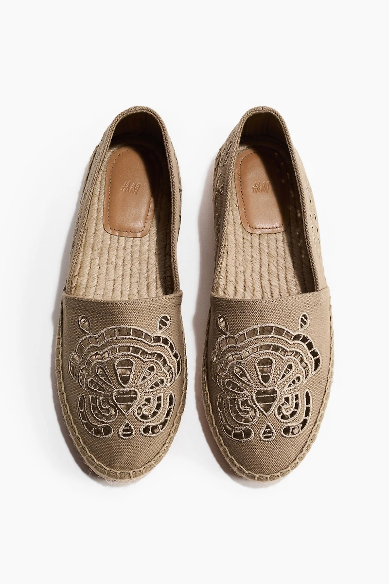 Espadrilles with Eyelet Embroidery