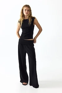 Pantalon large avec taille froncée