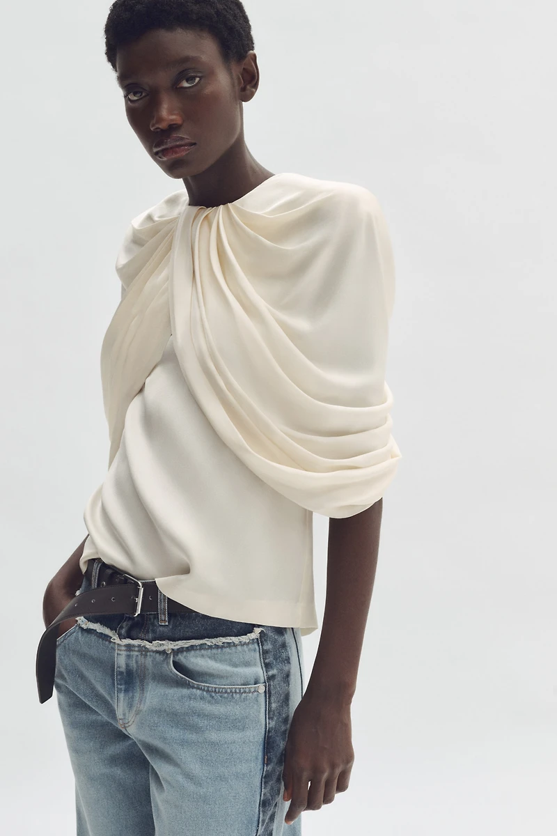 Draped Satin Top