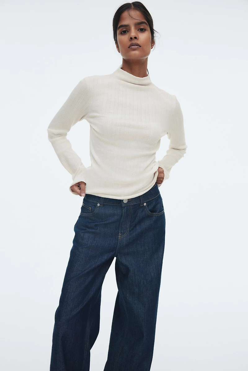 Ribbed Mock Turtleneck Top