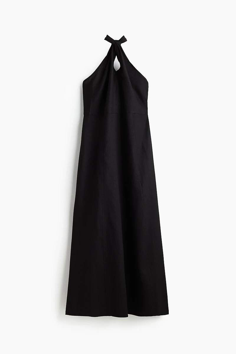 Linen-Blend Halterneck Dress
