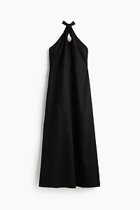 Linen-Blend Halterneck Dress