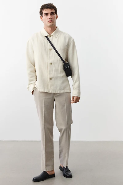 Pantalon de costume classique en lin mélangé