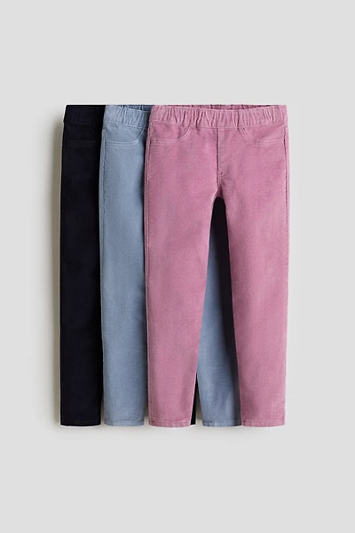 Lot de 3 collants-jeans en velours côtelé