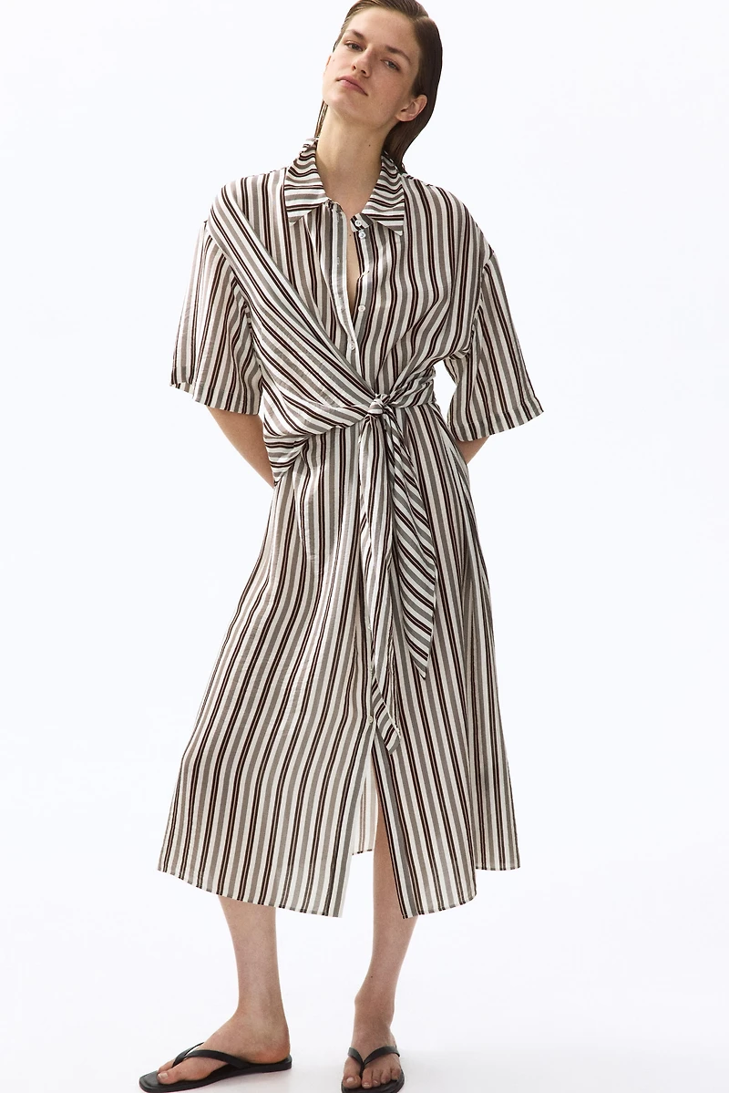 Tie-Detail Shirt Dress