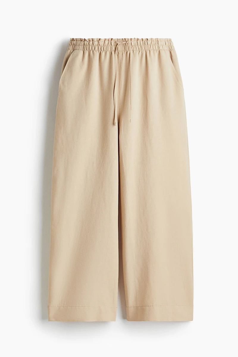Linen-Blend Crop Pants