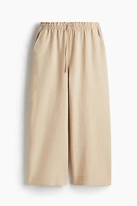 Linen-Blend Crop Pants