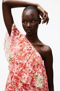 Pleated One-Shoulder Dress