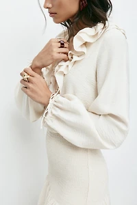 Flounced crêpe dress