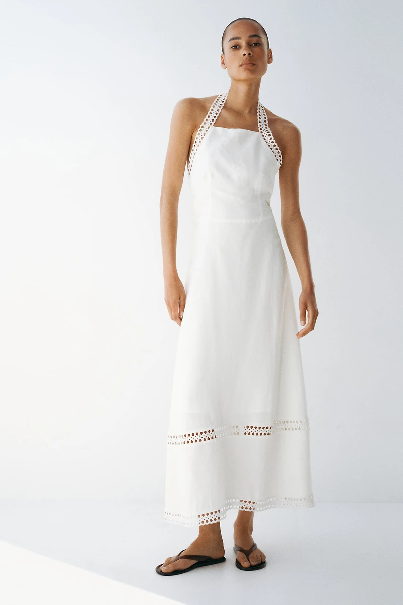 Robe dos nu en lin mélangé