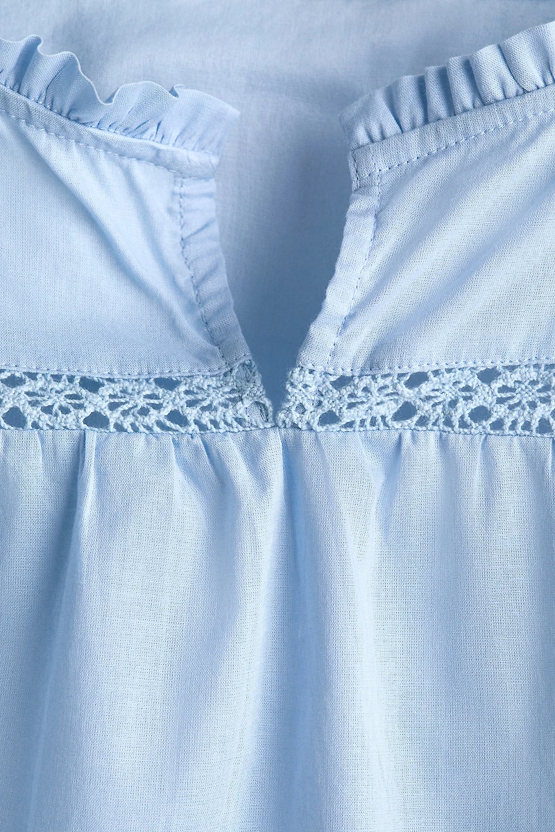 Ruffle-Trimmed Cotton Blouse