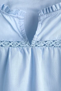 Ruffle-Trimmed Cotton Blouse