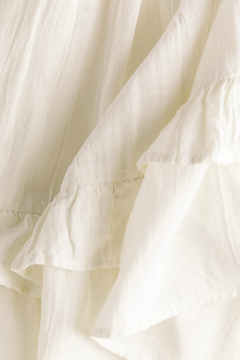 Linen-Blend Dress with a Flared Skirt