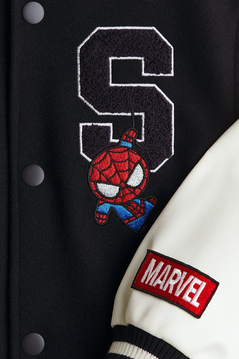Motif-Detail Baseball Jacket