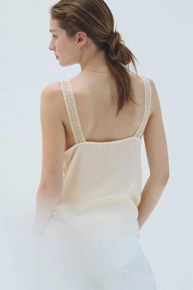 Lace-Trimmed Pintucked Top