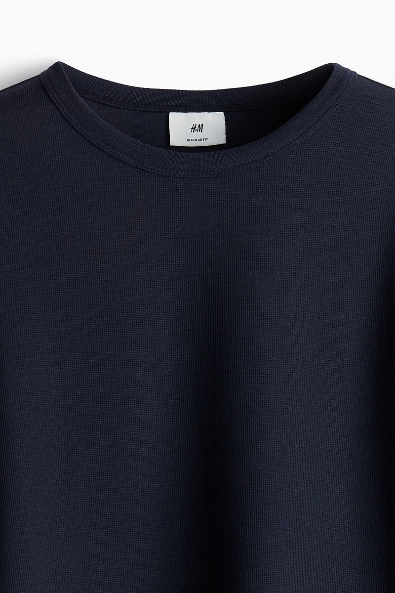 Regular Fit Long-Sleeved Waffled Shirt