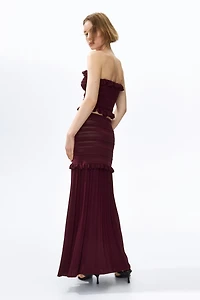Pleated Pointelle-Knit Skirt