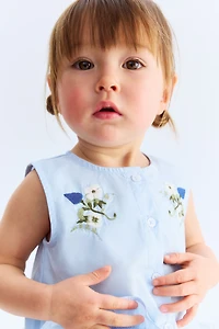 2-Piece Embroidery-Detail Poplin Set