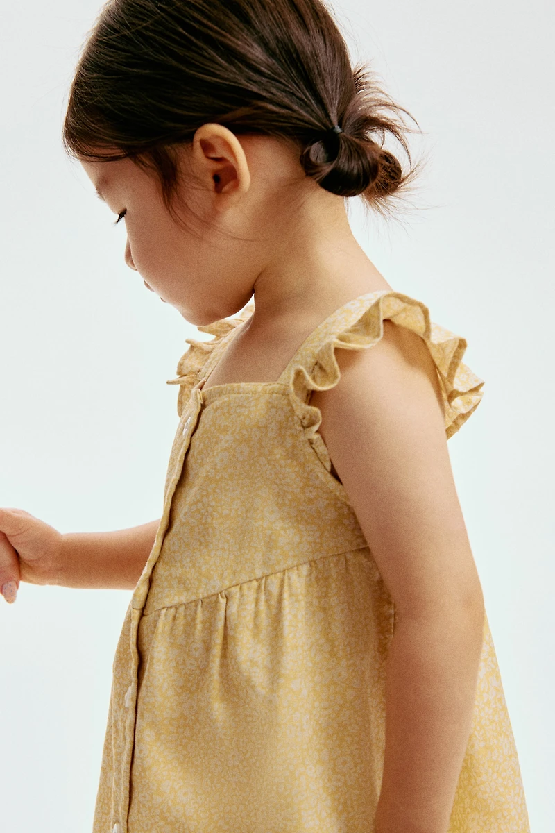 Ruffle-trimmed Cotton Dress