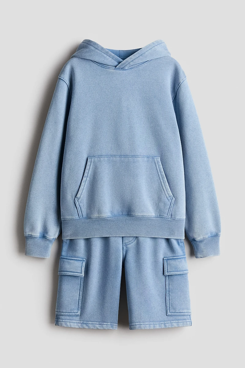 2-Piece Brushed-Inside Sweatshirt and Shorts Set