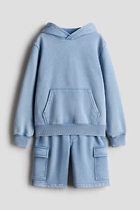 2-Piece Brushed-Inside Sweatshirt and Shorts Set