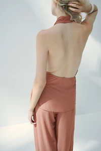 Draped-Panel Halterneck Top