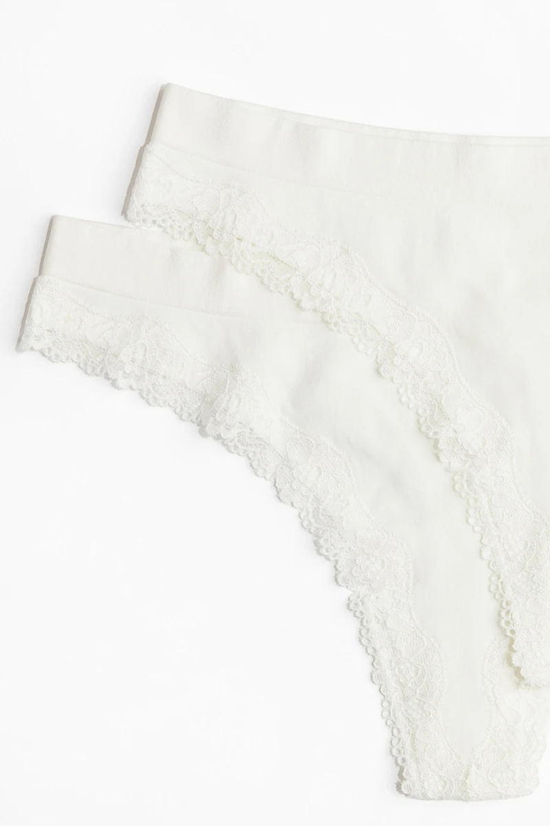 Lot de 2 culottes Thong sans coutures à dentelle