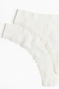 Lot de 2 culottes Thong sans coutures à dentelle