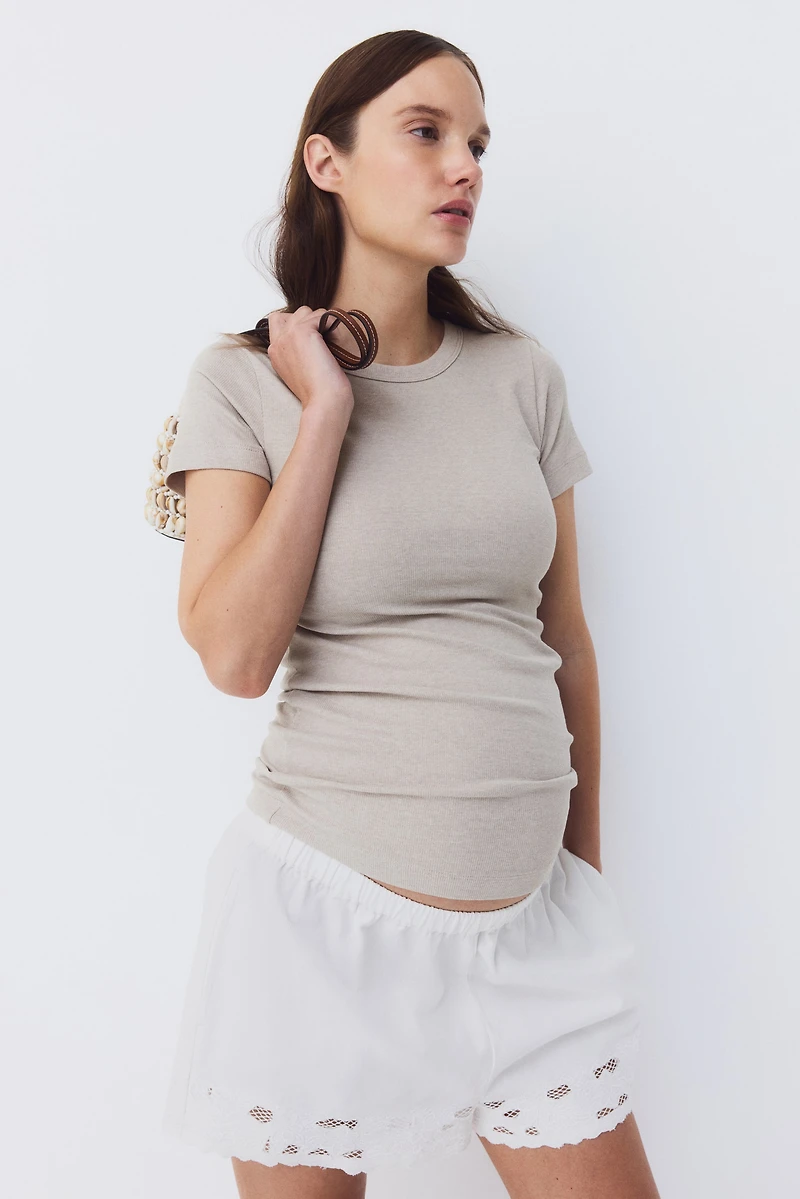 MAMA Ribbed Jersey T-Shirt